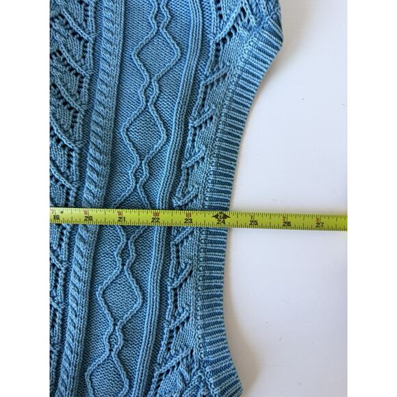 Sundance Rita Easy Cable Knit Blue Sweater Women's M Boho Cottagecore Fisherman - Picture 8 of 8
